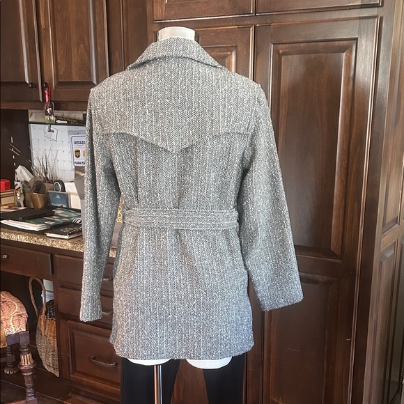Vintage Jordan & Cole Women's Gray Tweed Wool Blend Belted Blazer Sz S - Picture 2 of 5